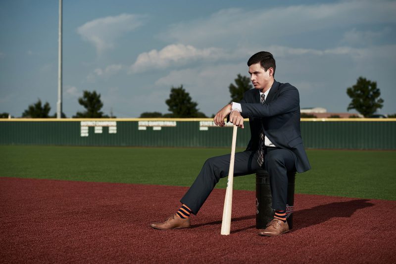 Dallas Senior Pictures Photographers McKinney Baseball player in suit